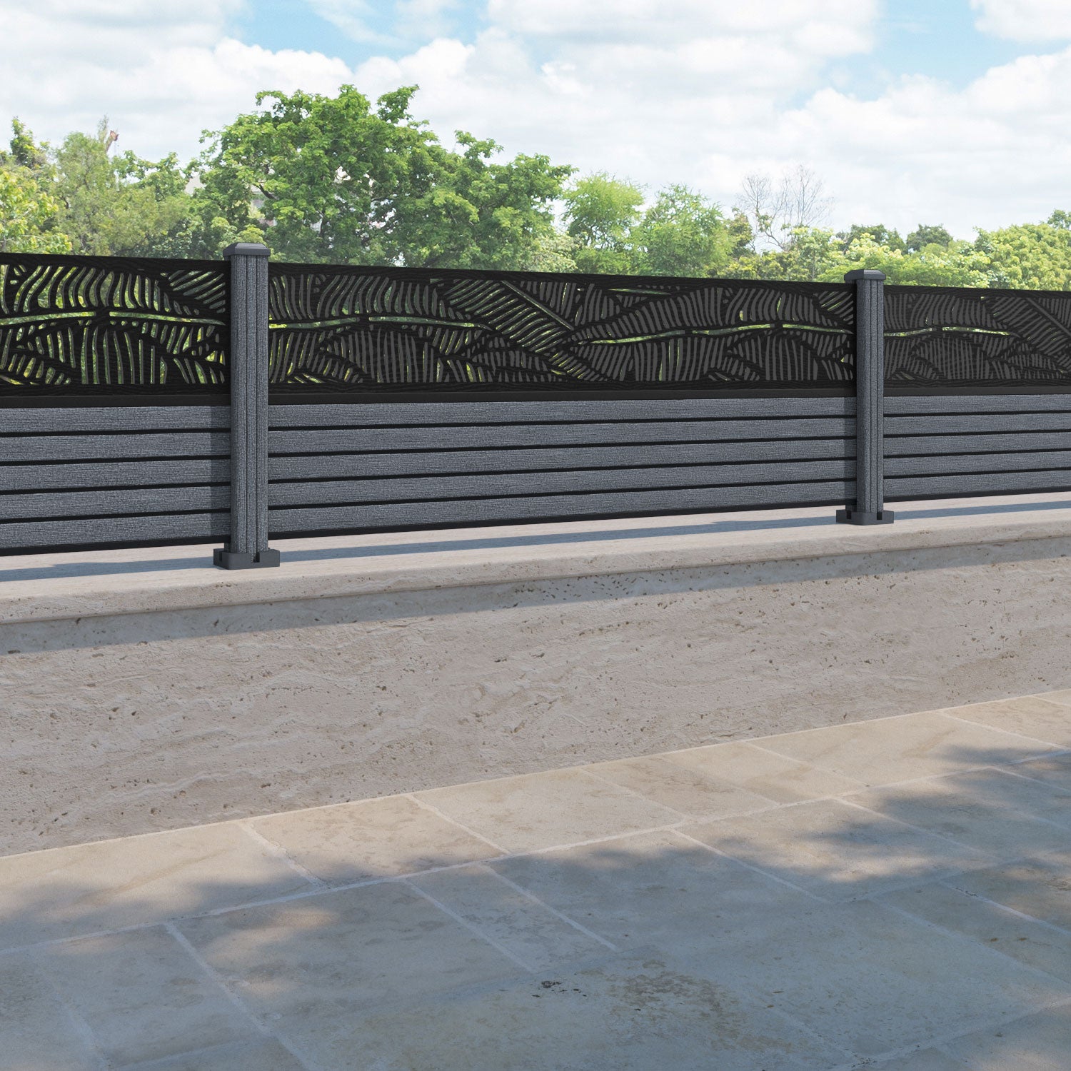 Hudson Feather Fence Panel - Anthracite - with our composite posts