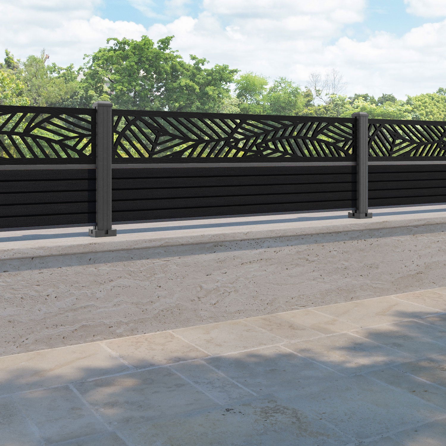 Hudson Habitat Fence Panel - Black - with our aluminium posts