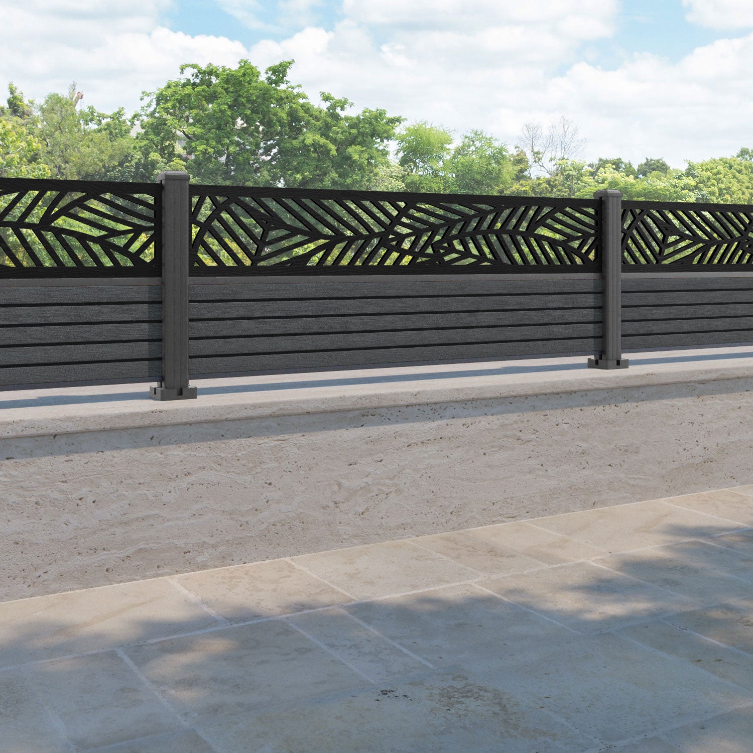 Hudson Habitat Fence Panel - Dark Grey - with our aluminium posts
