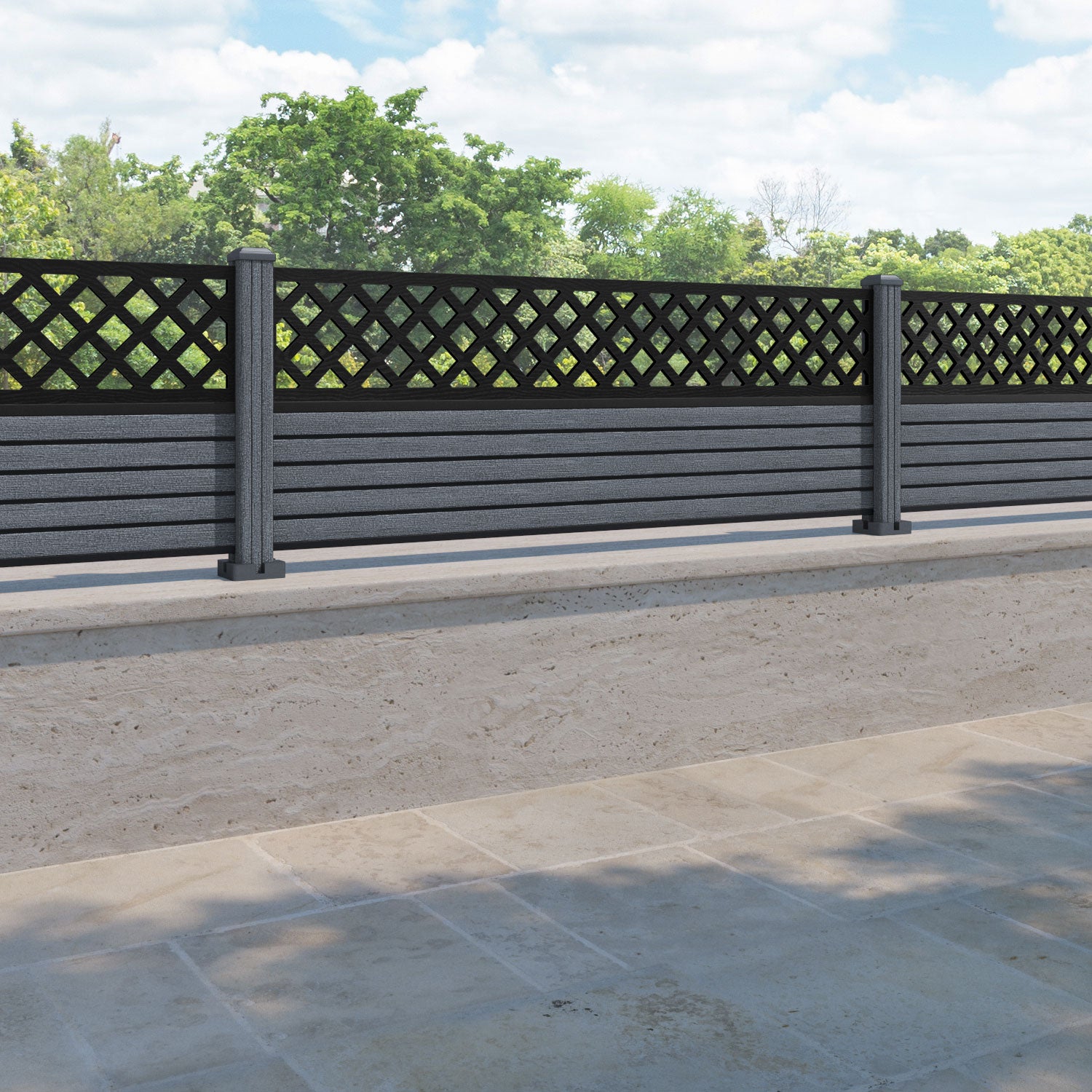 Hudson Hive Fence Panel - Anthracite - with our composite posts