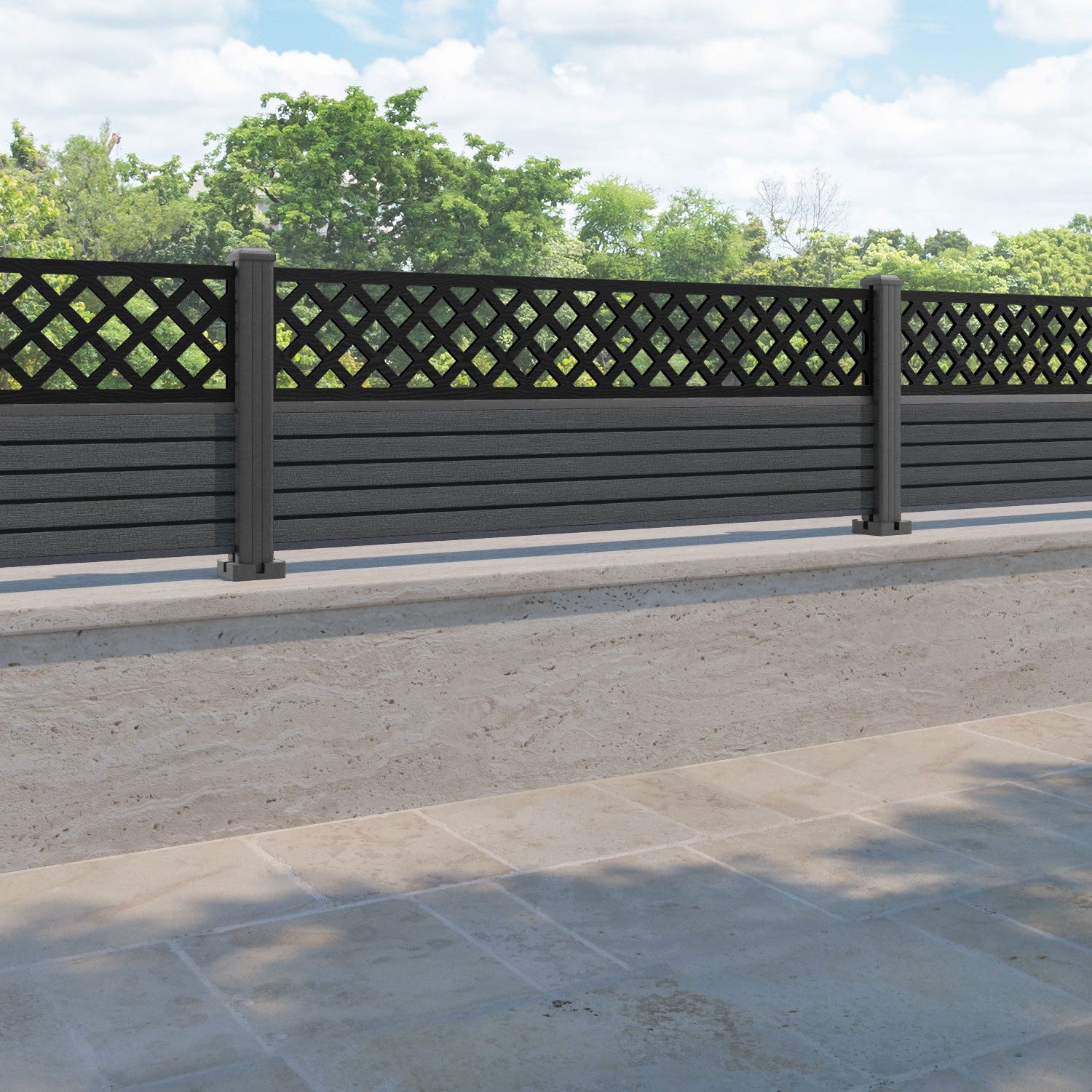 Hudson Hive Fence Panel - Dark Grey - with our aluminium posts