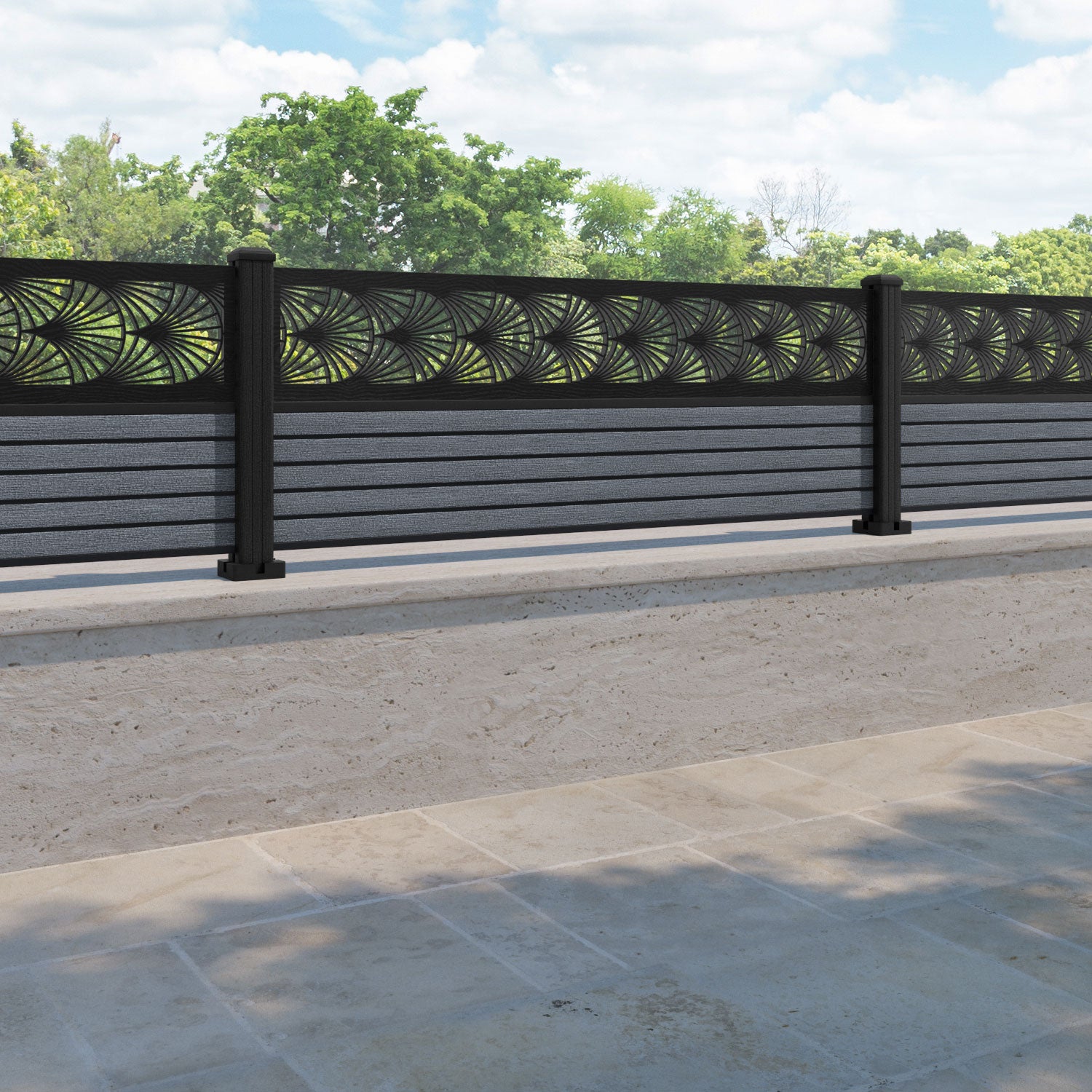 Hudson Laurel Fence Panel - Anthracite - with our composite posts