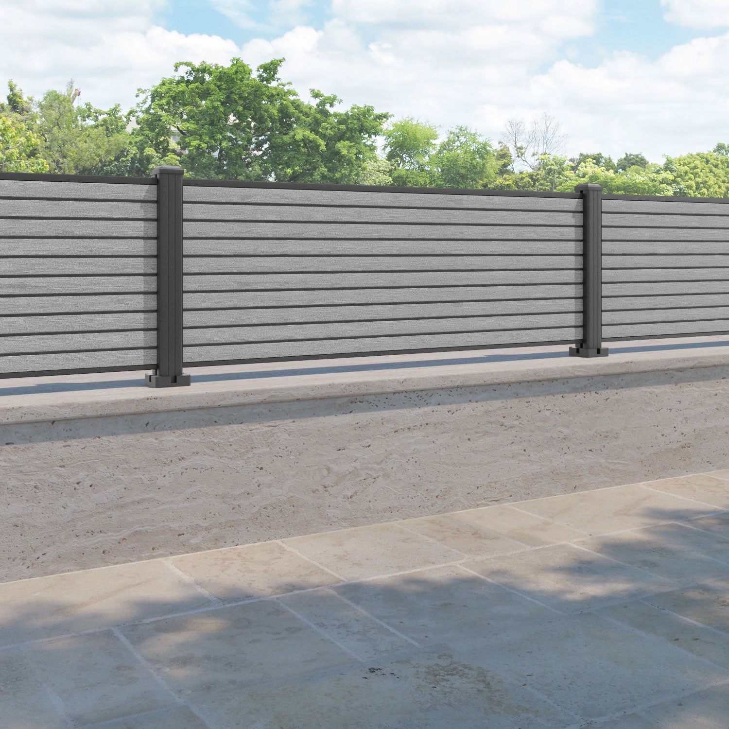 Hudson Fence Panel - Light grey - with our aluminium posts