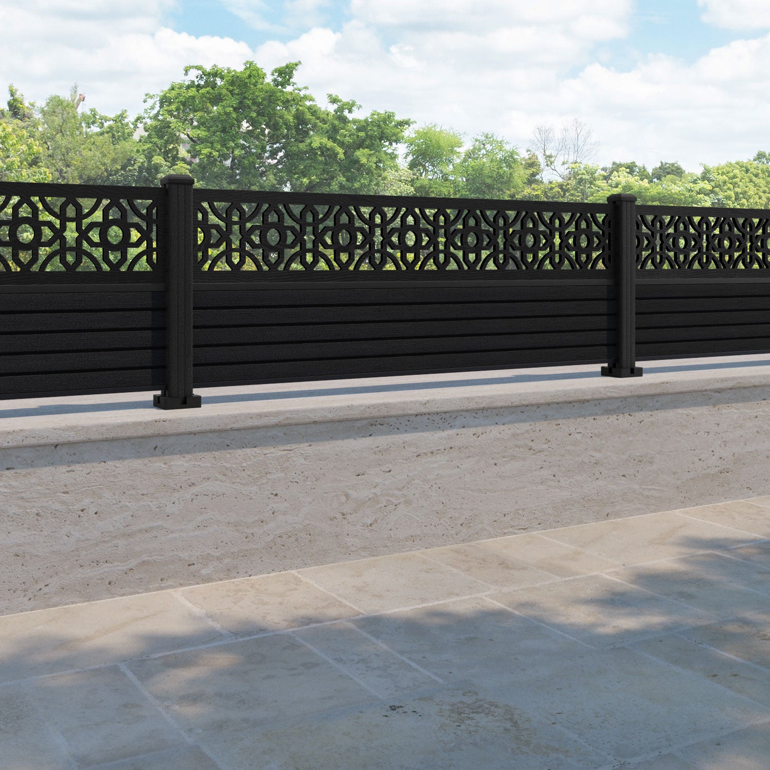 Hudson Nabila Fence Panel - Black - with our composite posts