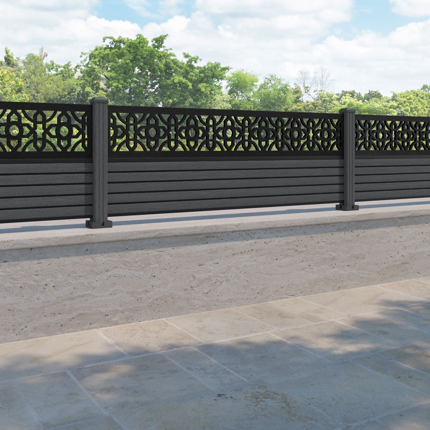 Hudson Nabila Fence Panel - Dark Grey - with our composite posts