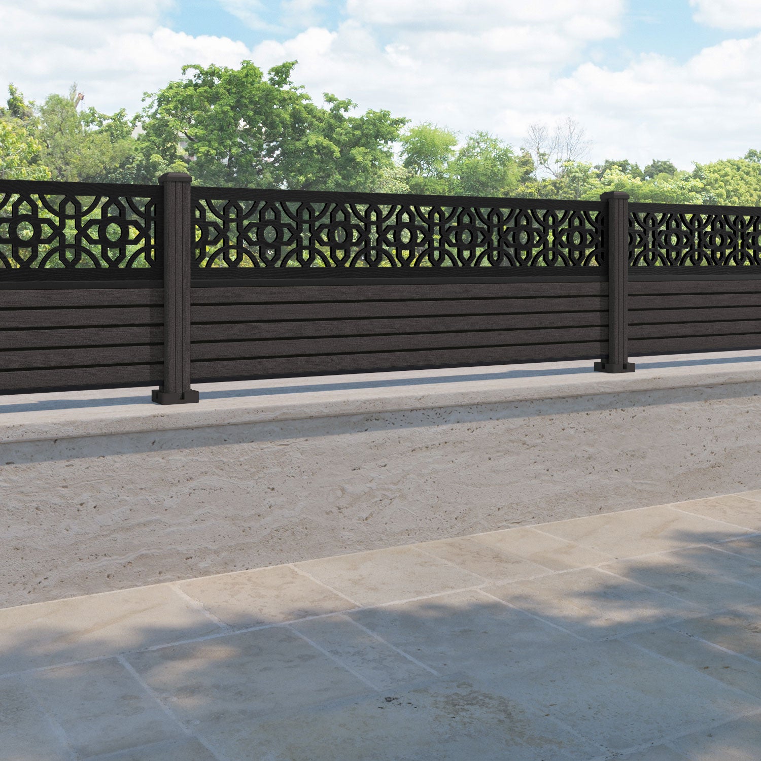 Hudson Nabila Fence Panel - Dark Oak - with our composite posts
