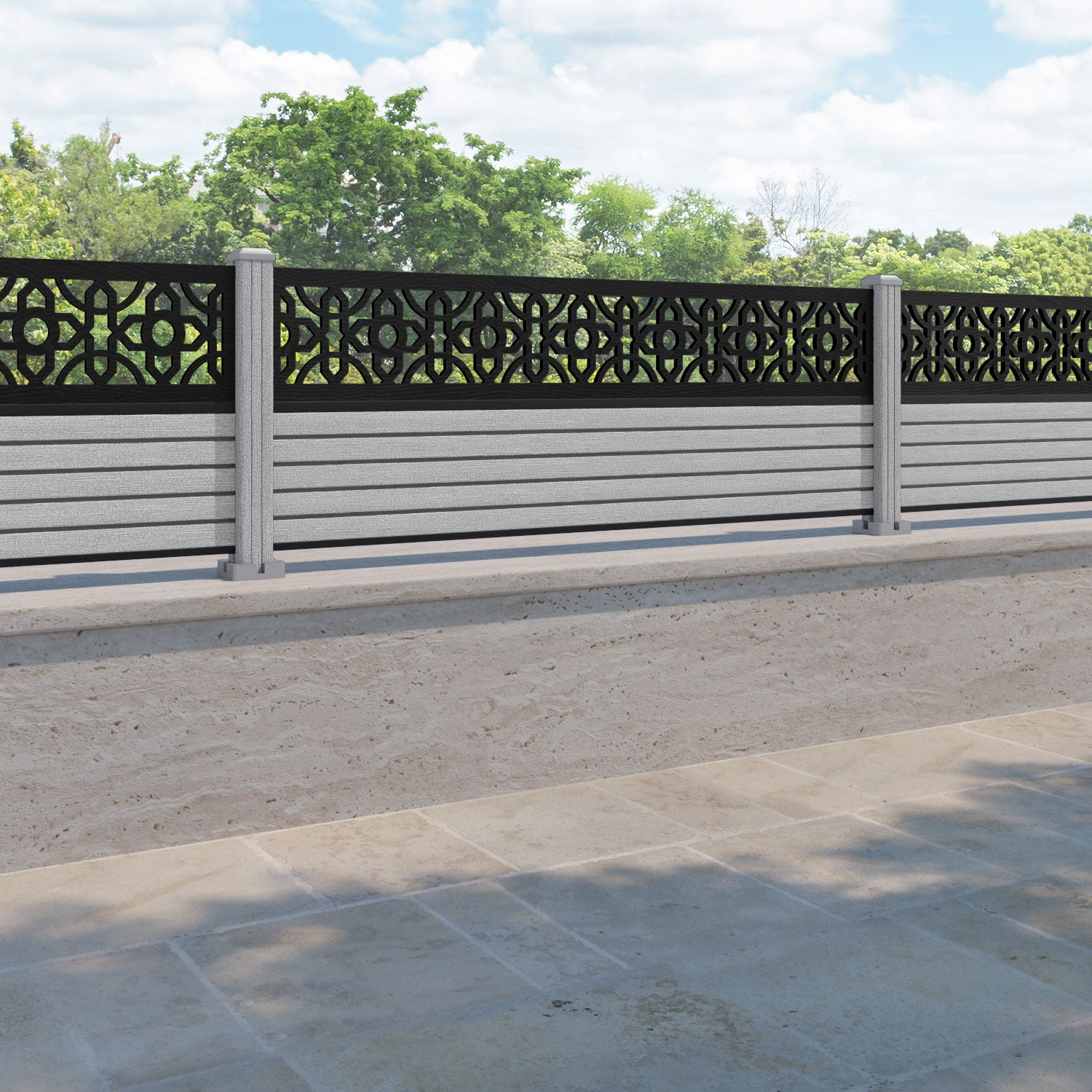 Hudson Nabila Fence Panel - Light Grey - with our composite posts