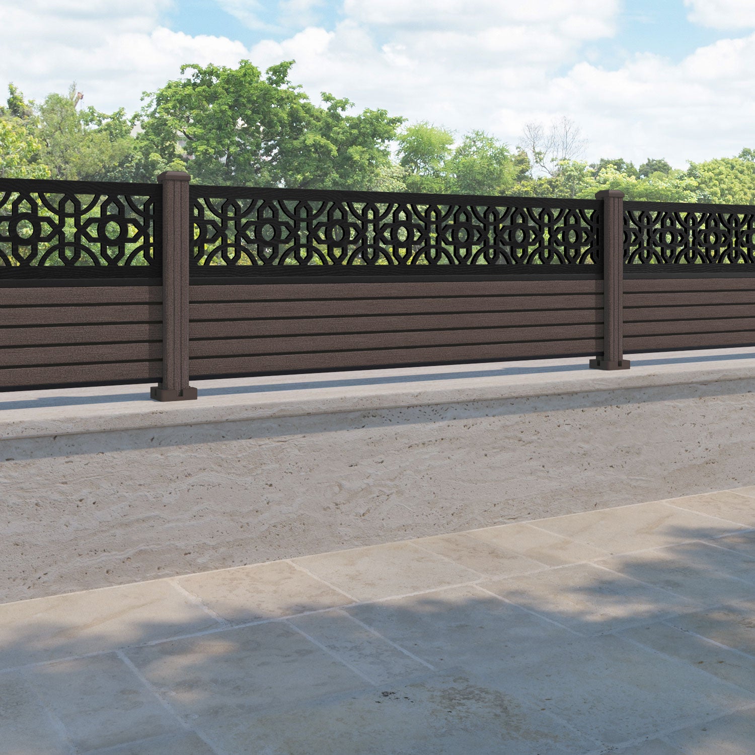Hudson Nabila Fence Panel - Mid Brown - with our composite posts
