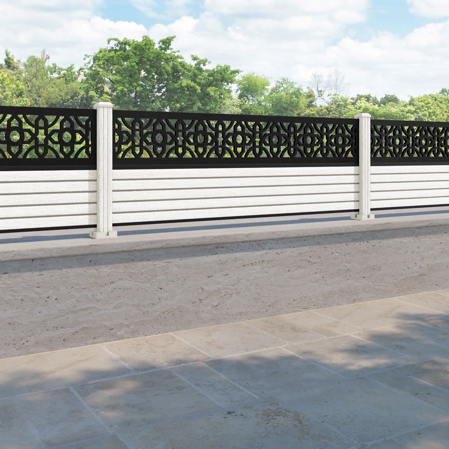 Hudson Nabila Fence Panel - Light Stone - with our composite posts