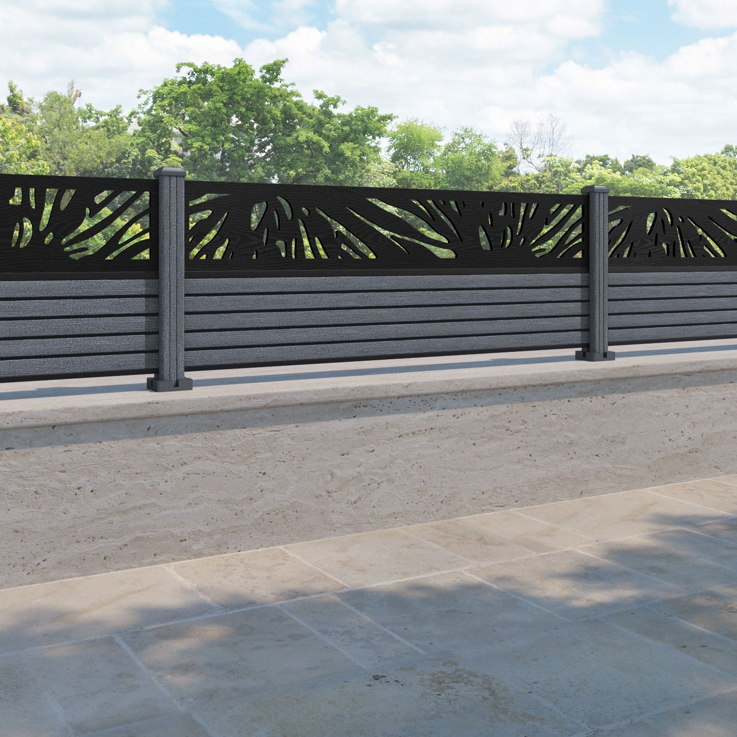 Hudson Poppy Fence Panel - Anthracite - with our composite posts