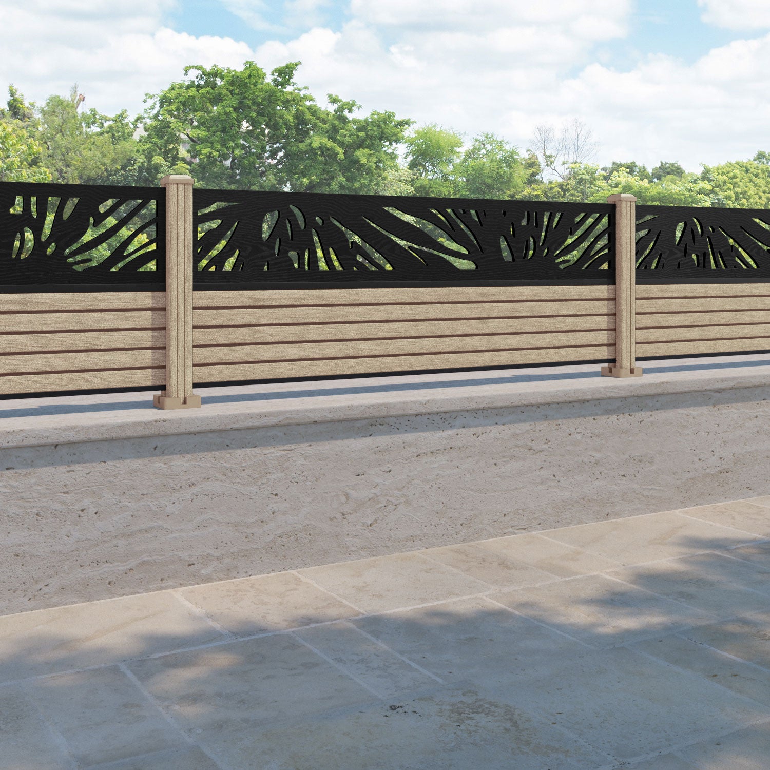 Hudson Poppy Fence Panel - Light Oak - with our composite posts