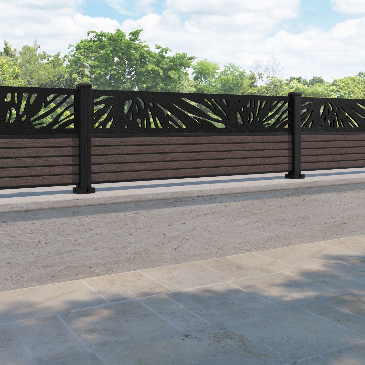 Hudson Poppy Fence Panel - Mid Brown - with our composite posts