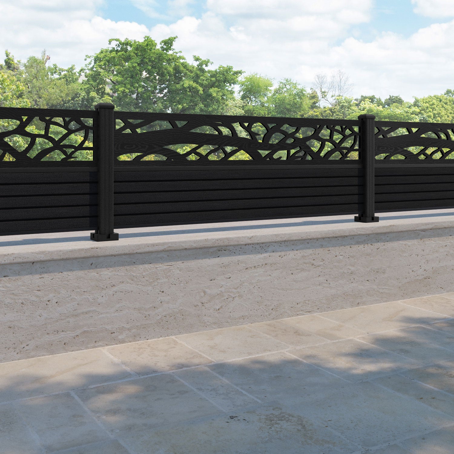 Hudson Twilight Fence Panel - Black - with our composite posts