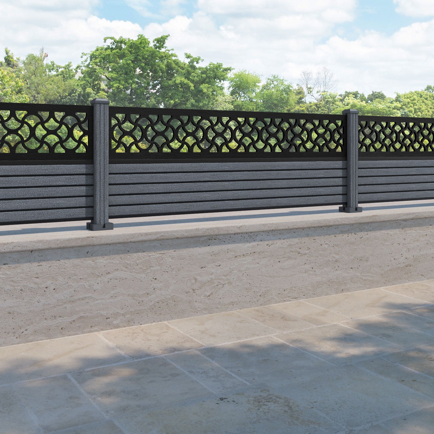 Hudson Vida Fence Panel - Anthracite - with our composite posts