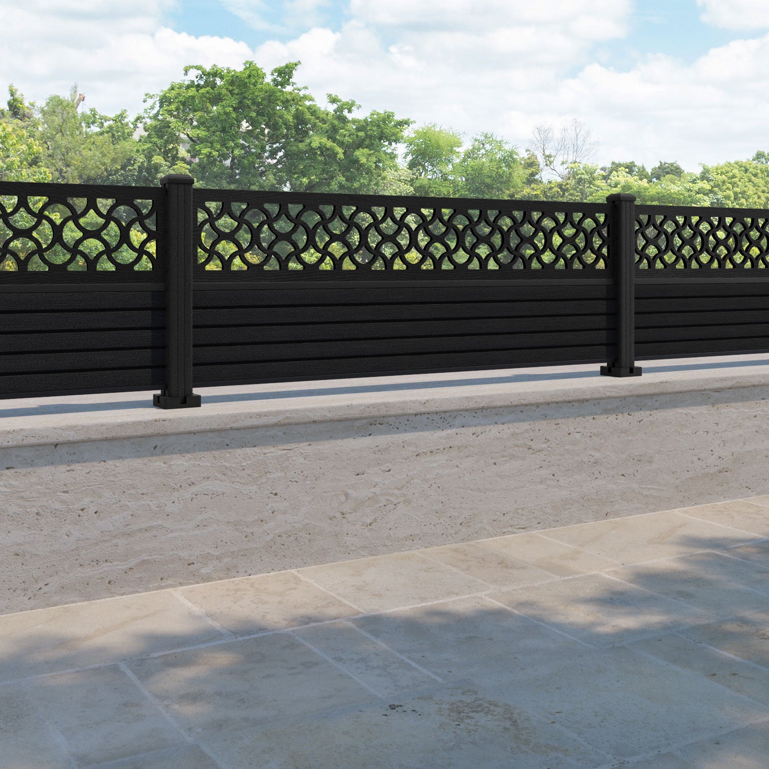 Hudson Vida Fence Panel - Black - with our composite posts