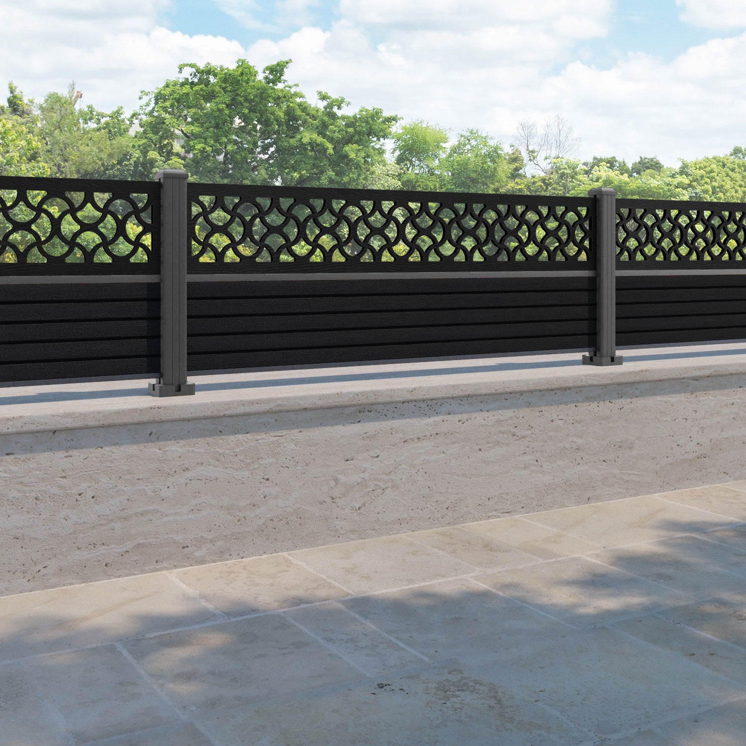 Hudson Vida Fence Panel - Black - with our aluminium posts