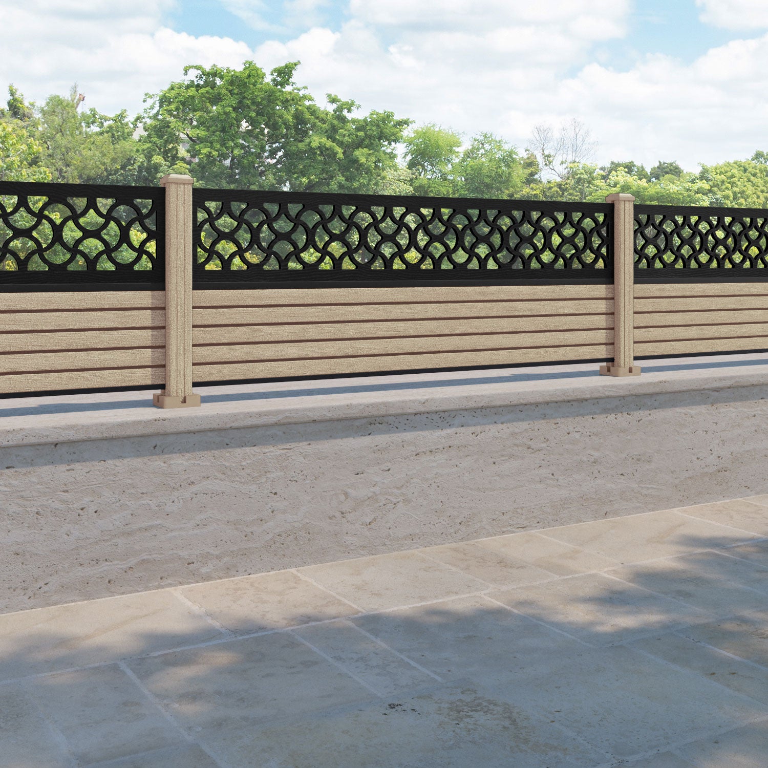 Hudson Vida Fence Panel - Light Oak - with our composite posts