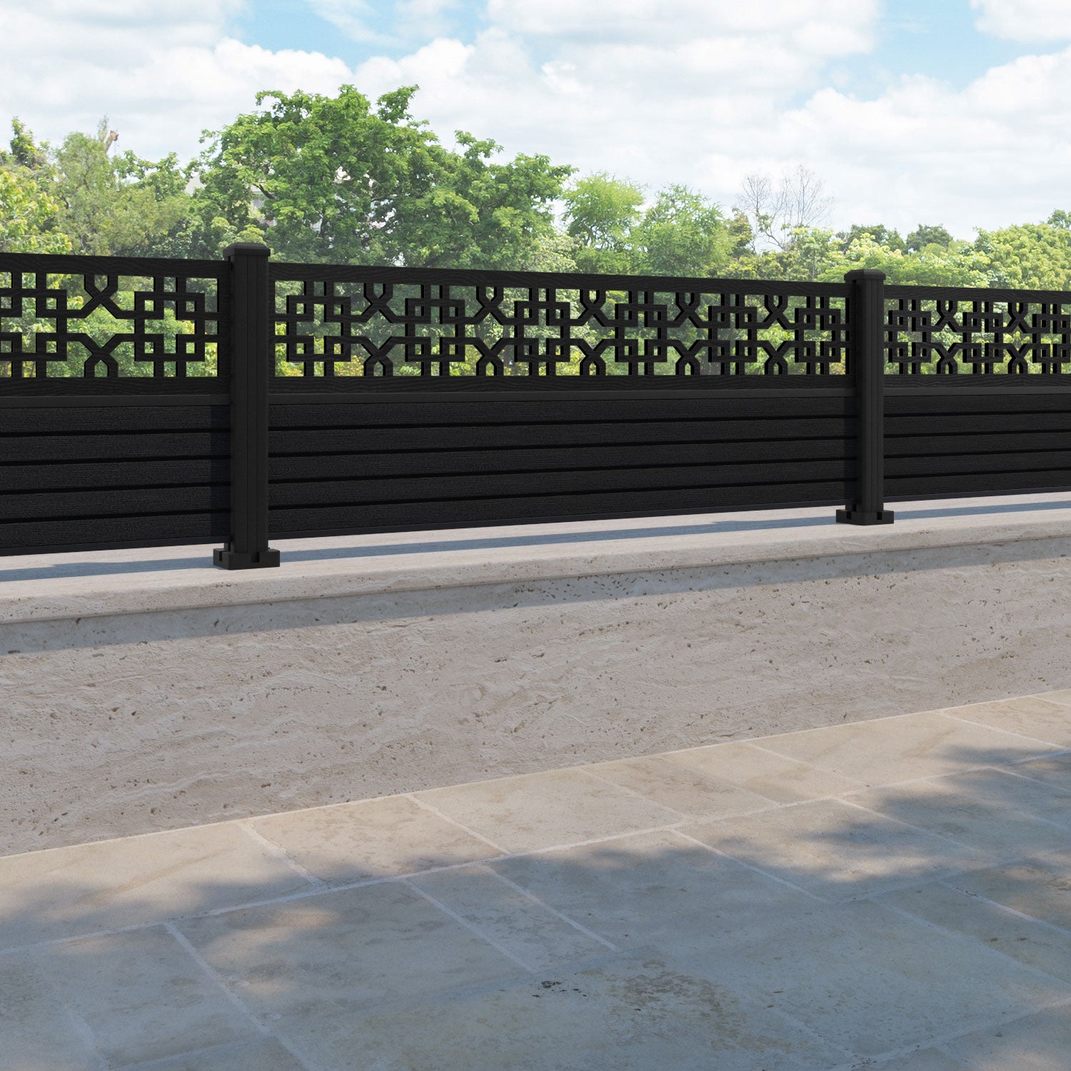 Hudson Zaria Fence Panel - Black - with our aluminium posts