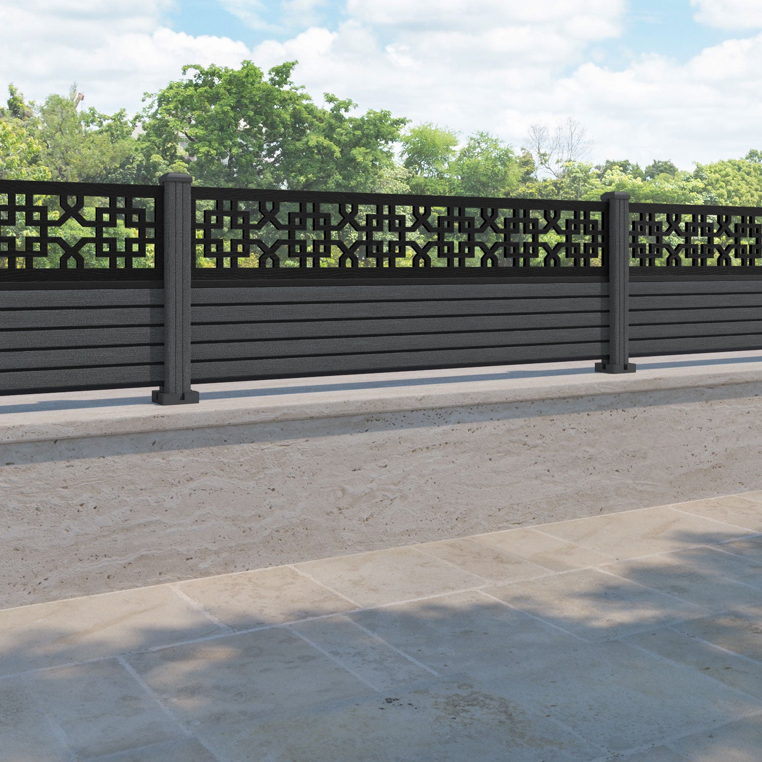 Hudson Zaria Fence Panel - Dark Grey - with our composite posts