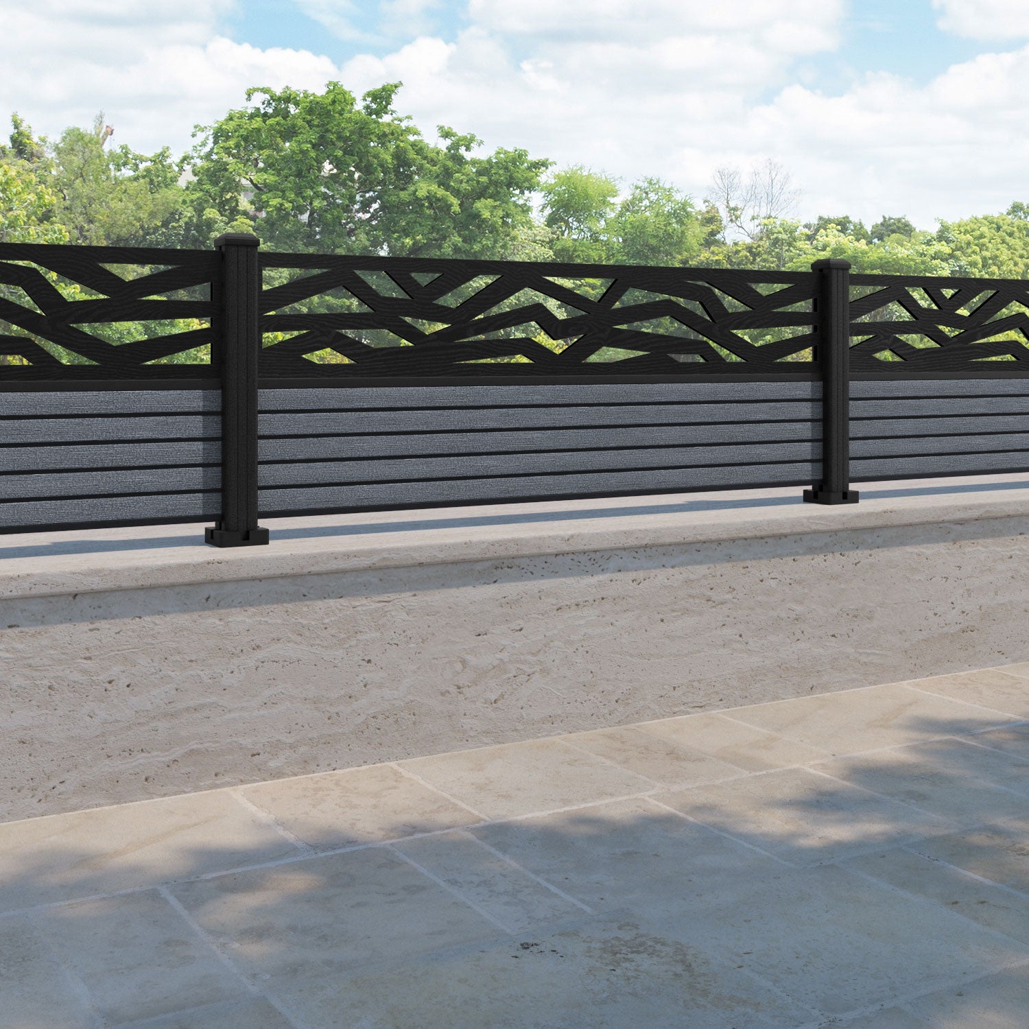 Hudson Zenith Fence Panel - Anthracite - with our composite posts