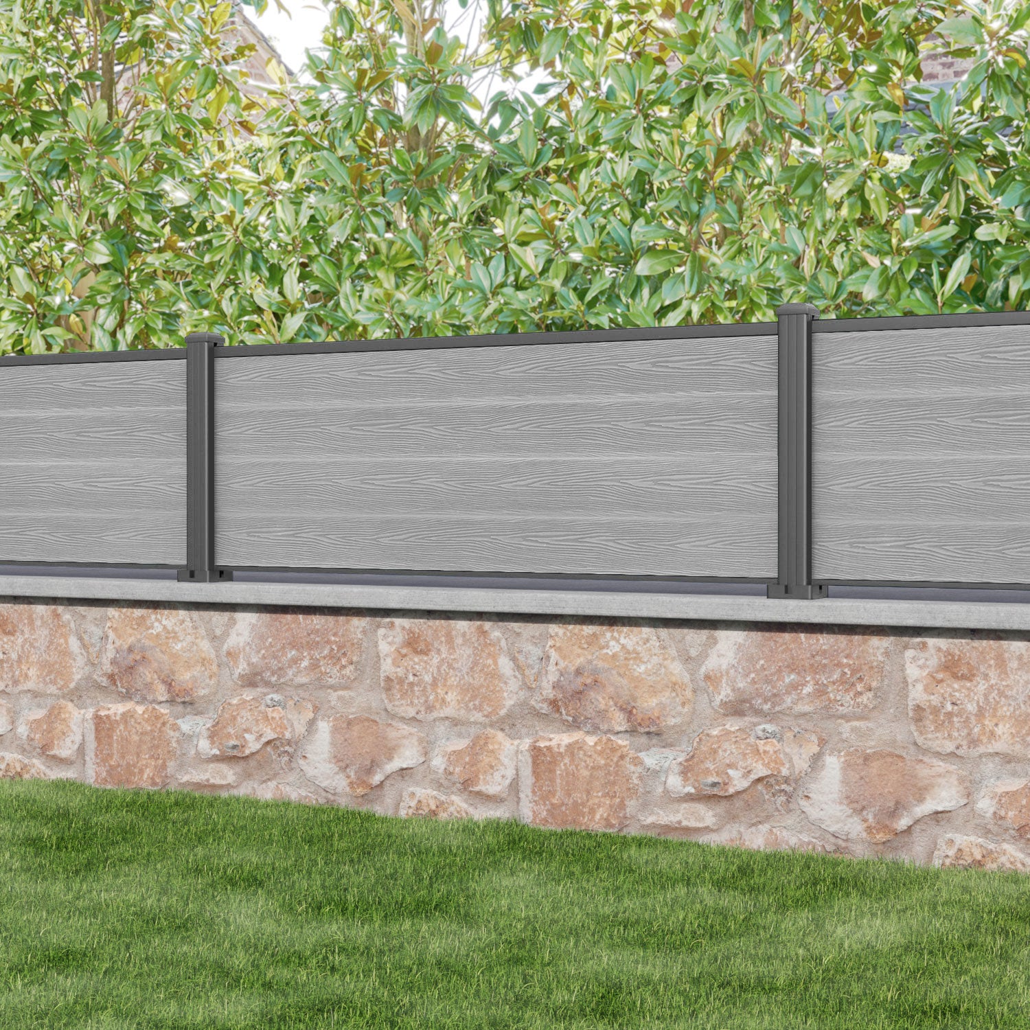 Classic Fence Panel - Light Grey - with our aluminium posts