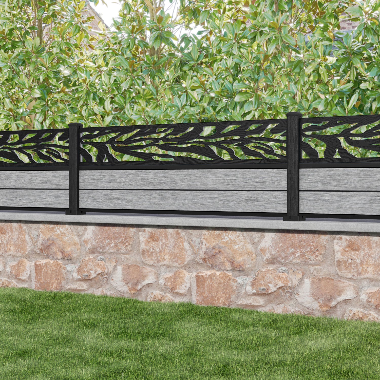 Fusion Malawi Fence Panel - Light Grey - with our composite posts