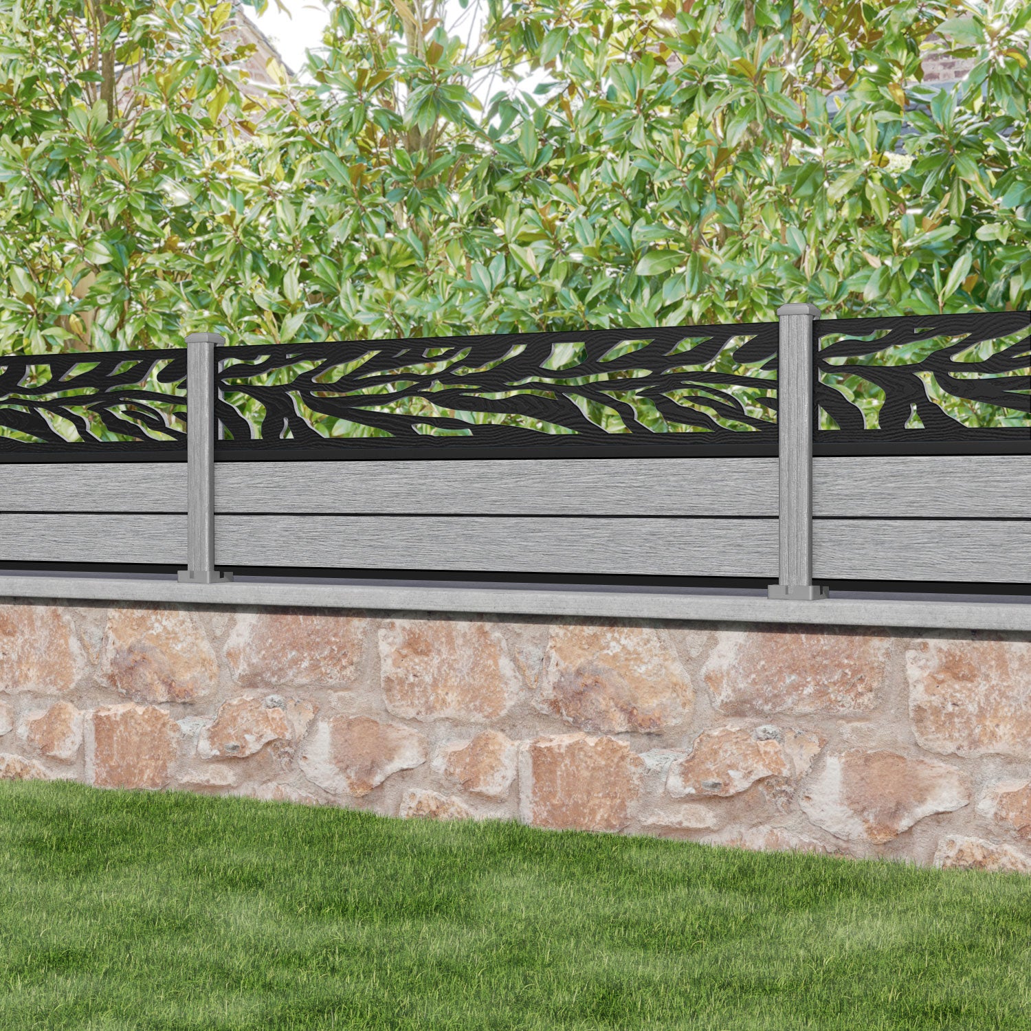 Fusion Malawi Fence Panel - Light Grey - with our composite posts