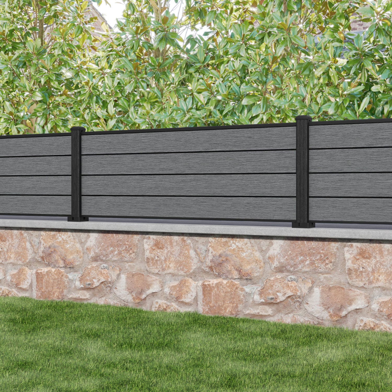 Fusion Fence Panel - Mid Grey - with our composite posts