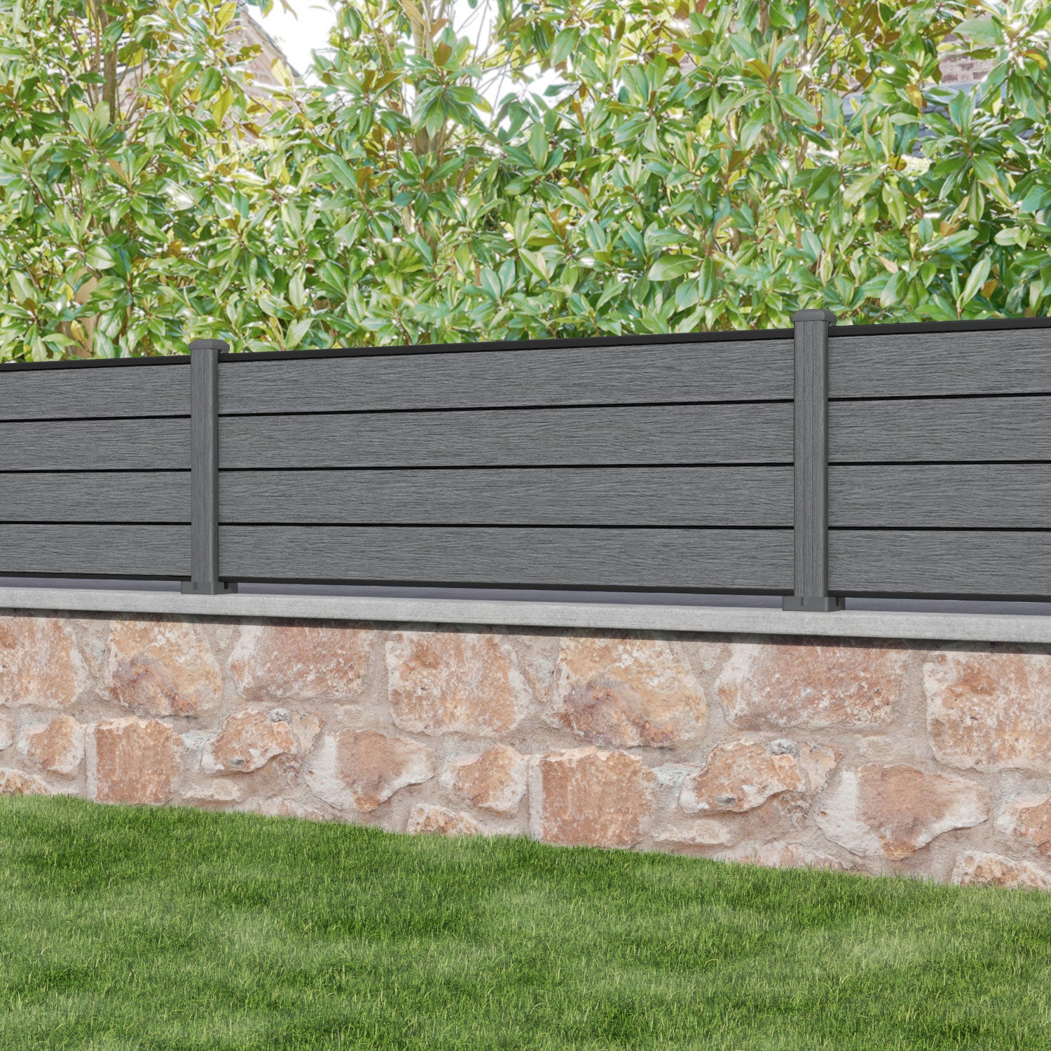 Fusion Fence Panel - Mid Grey - with our composite posts
