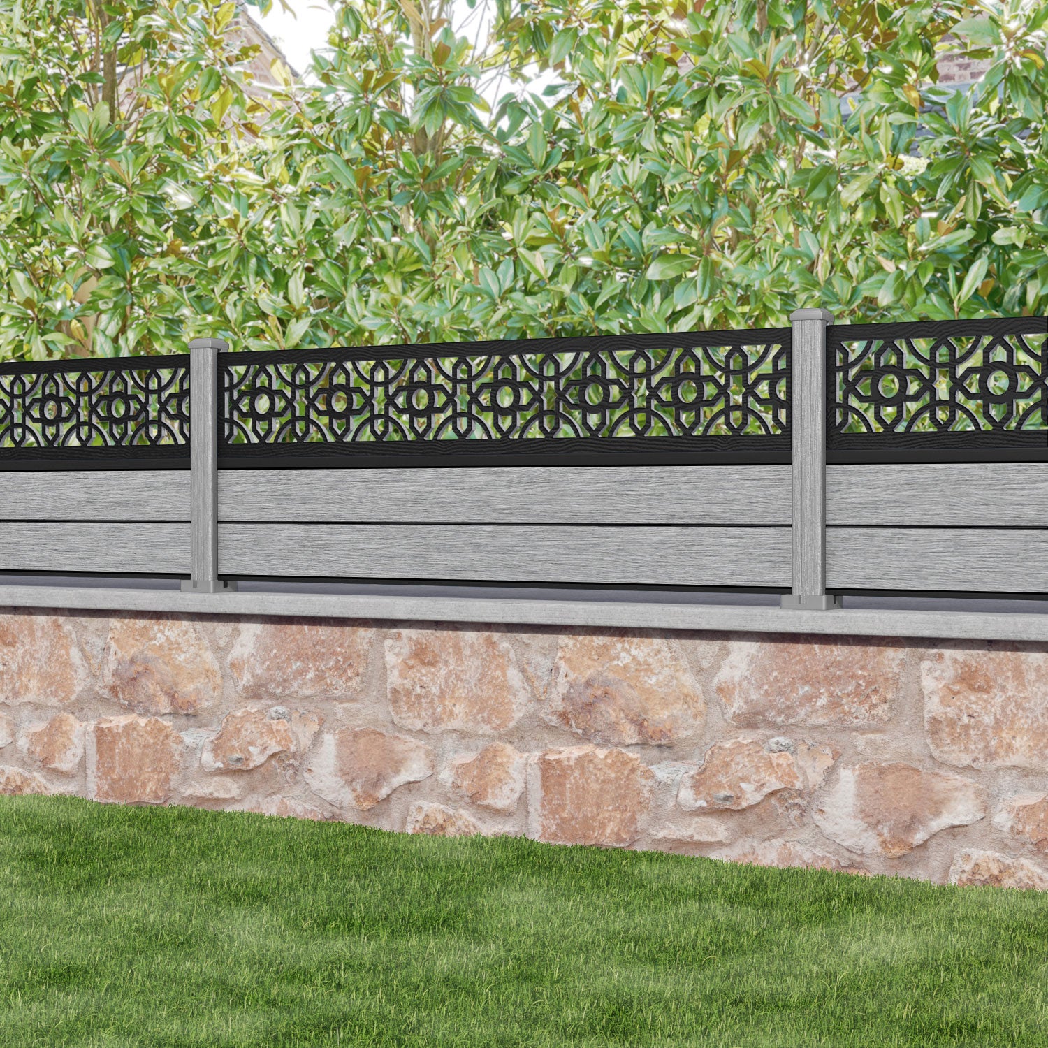 Fusion Nabila Fence Panel - Light Grey - with our composite posts