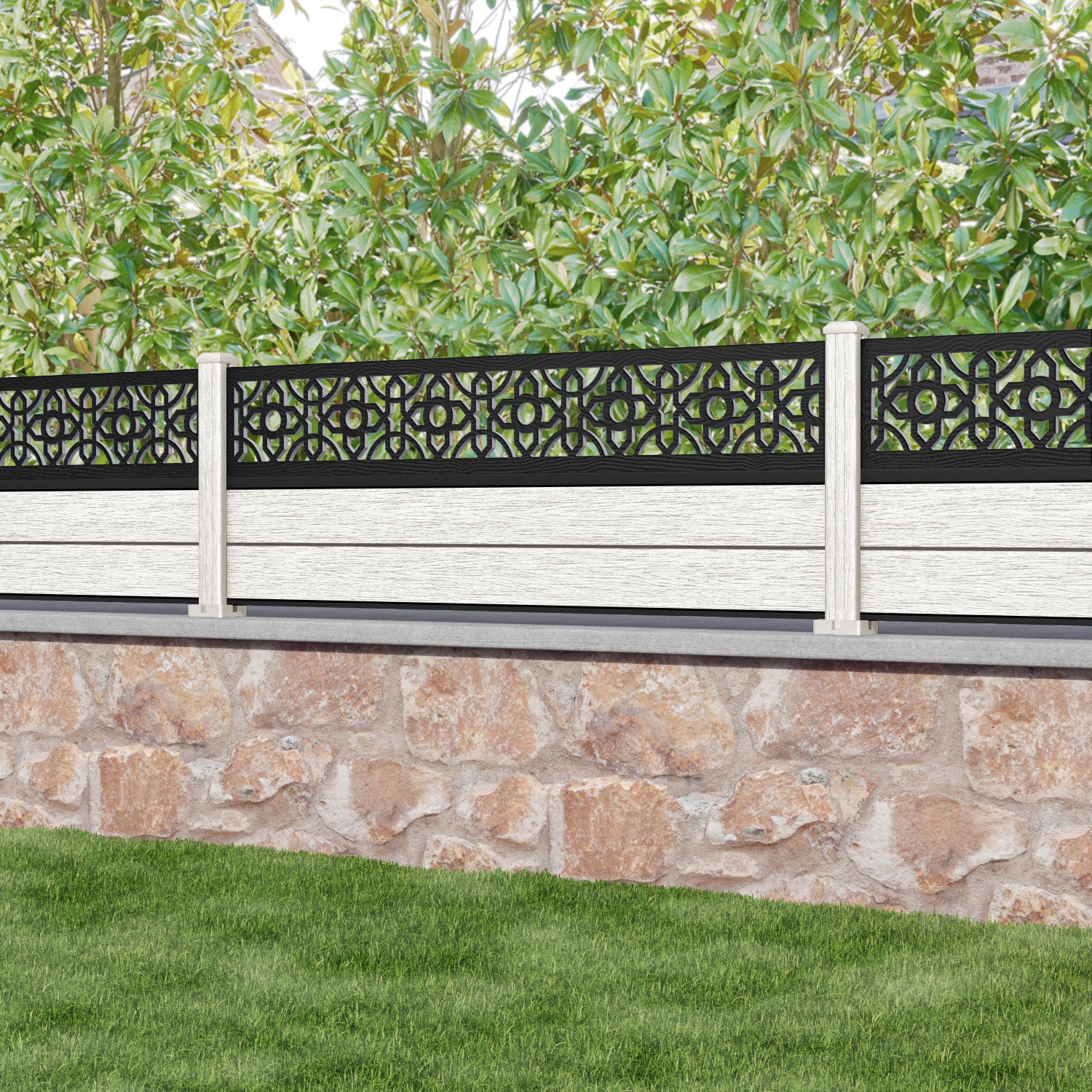 Fusion Nabila Fence Panel - Light Stone - with our composite posts