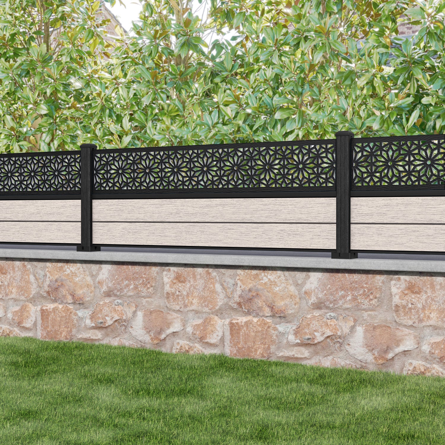 Fusion Narwa Fence Panel - Mid Stone - with our composite posts