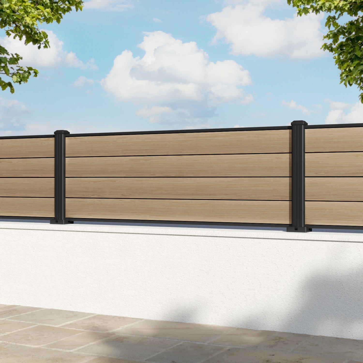 Gate Matching Aluminium Fence Panel - Natural Oak - with our aluminium posts