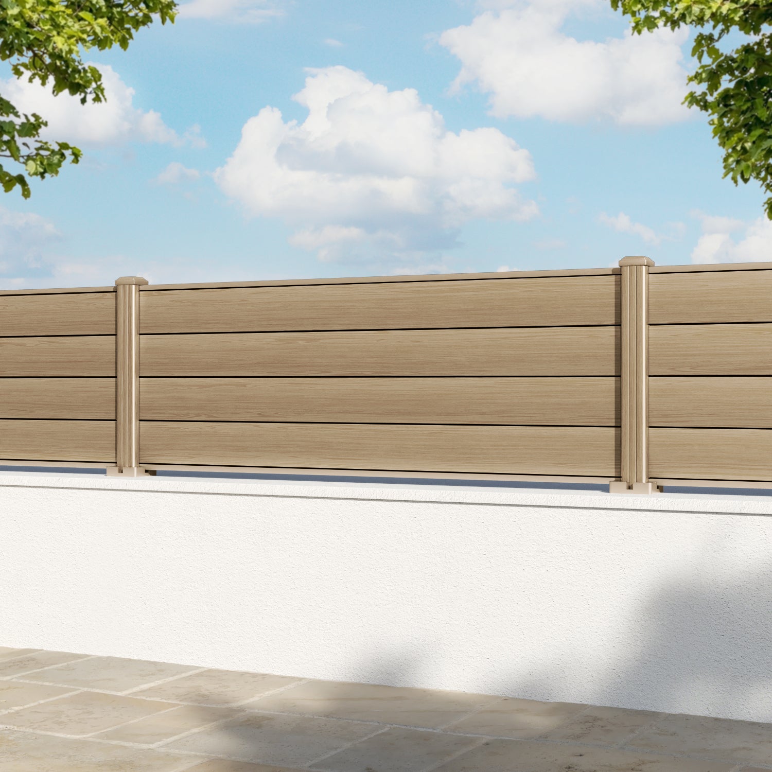 Gate Matching Aluminium Fence Panel - Natural Oak - with our aluminium posts