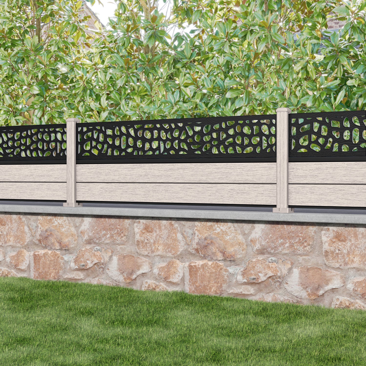 Fusion Pebble Fence Panel - Mid Stone - with our composite posts