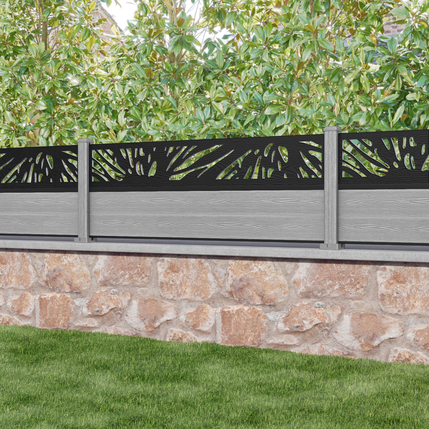 Classic Poppy Fence Panel - Light Grey - with our composite posts