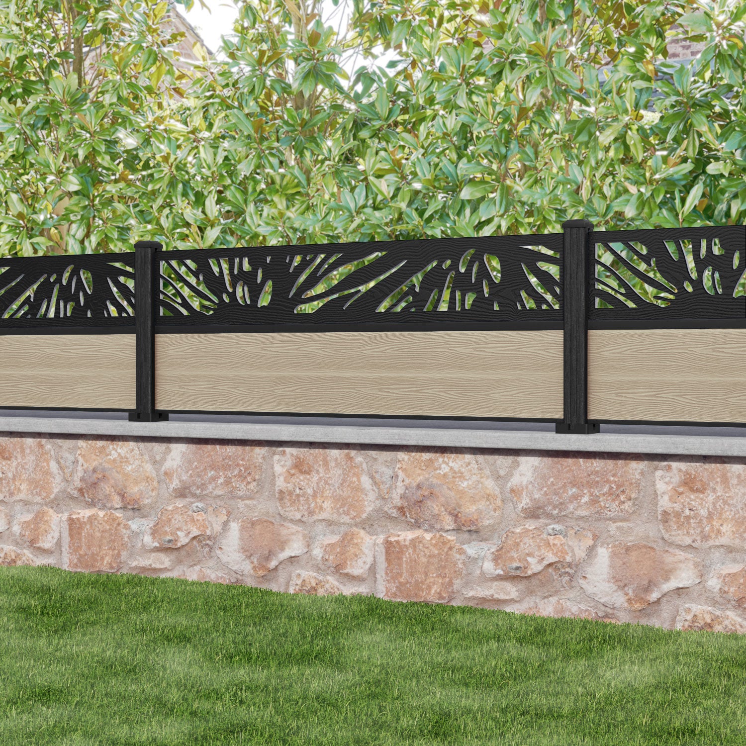 Classic Poppy Fence Panel - Light Oak - with our composite posts
