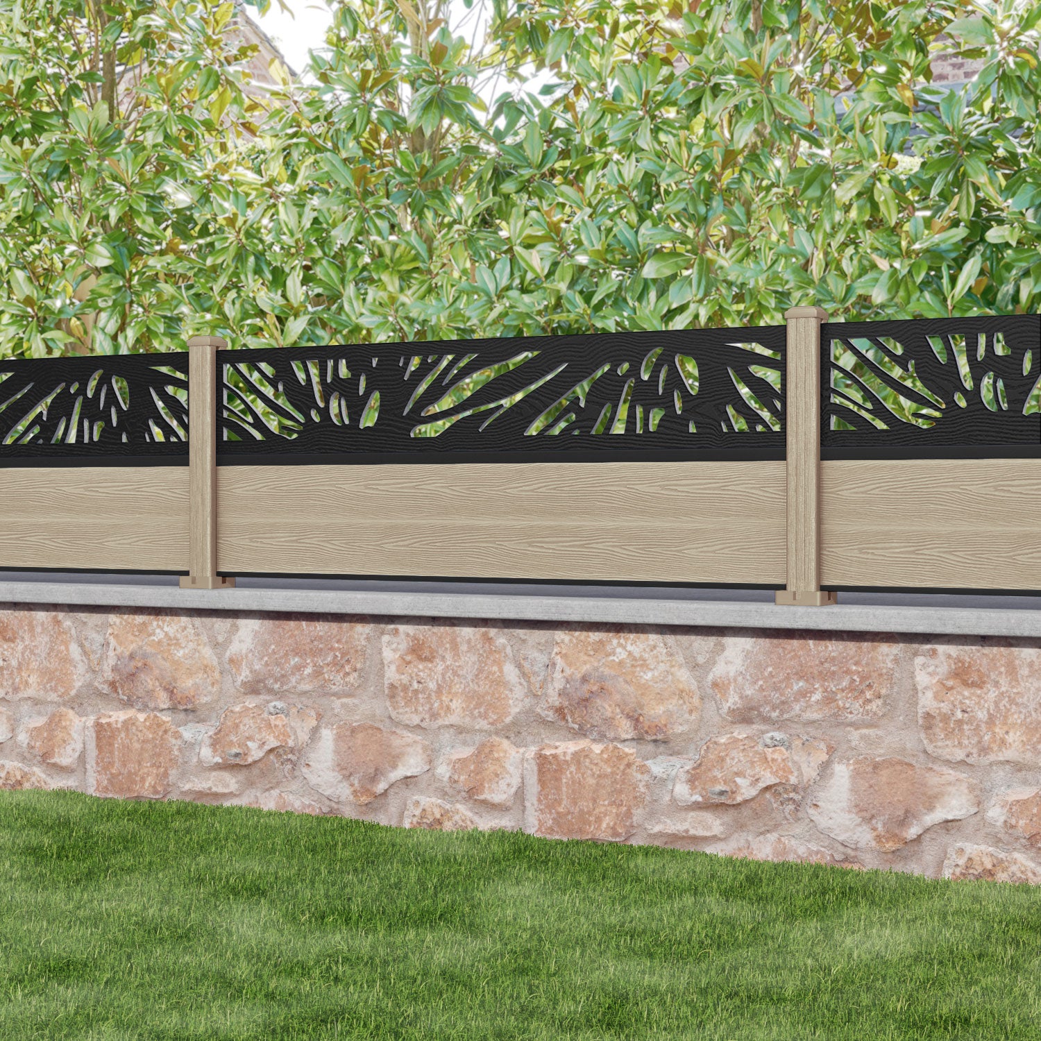 Classic Poppy Fence Panel - Light Oak - with our composite posts