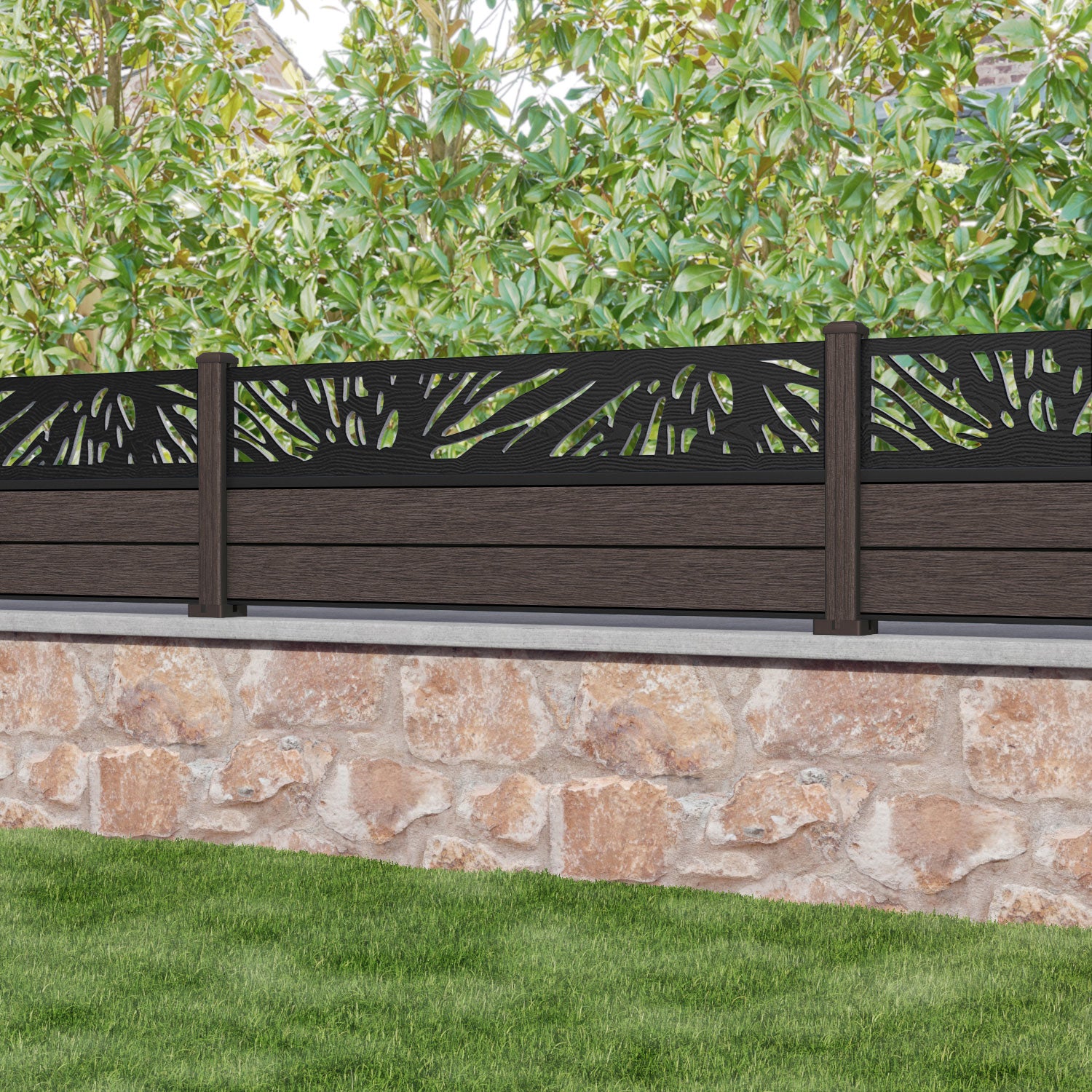 Fusion Poppy Fence Panel - Mid Brown - with our composite posts
