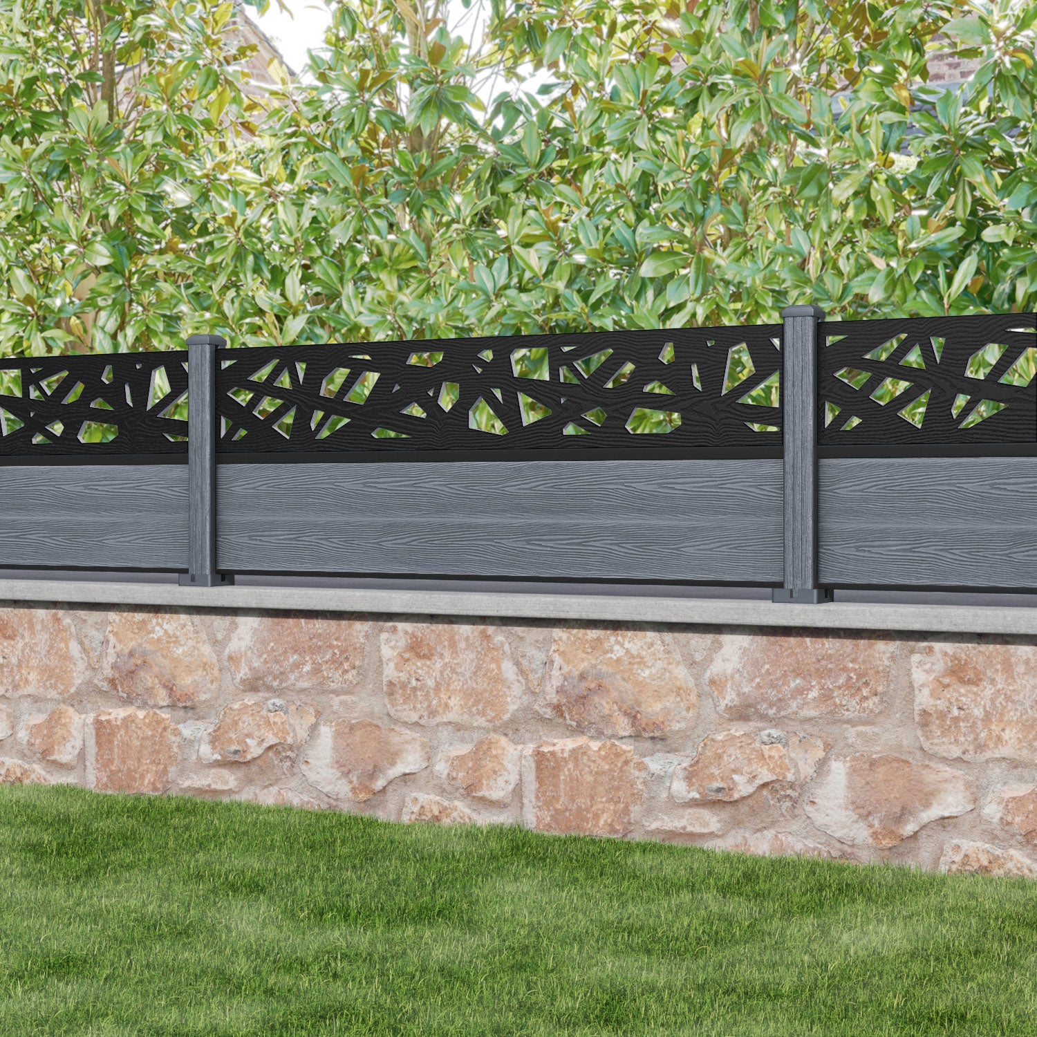 Classic Prism Fence Panel - Anthracite - with our composite posts