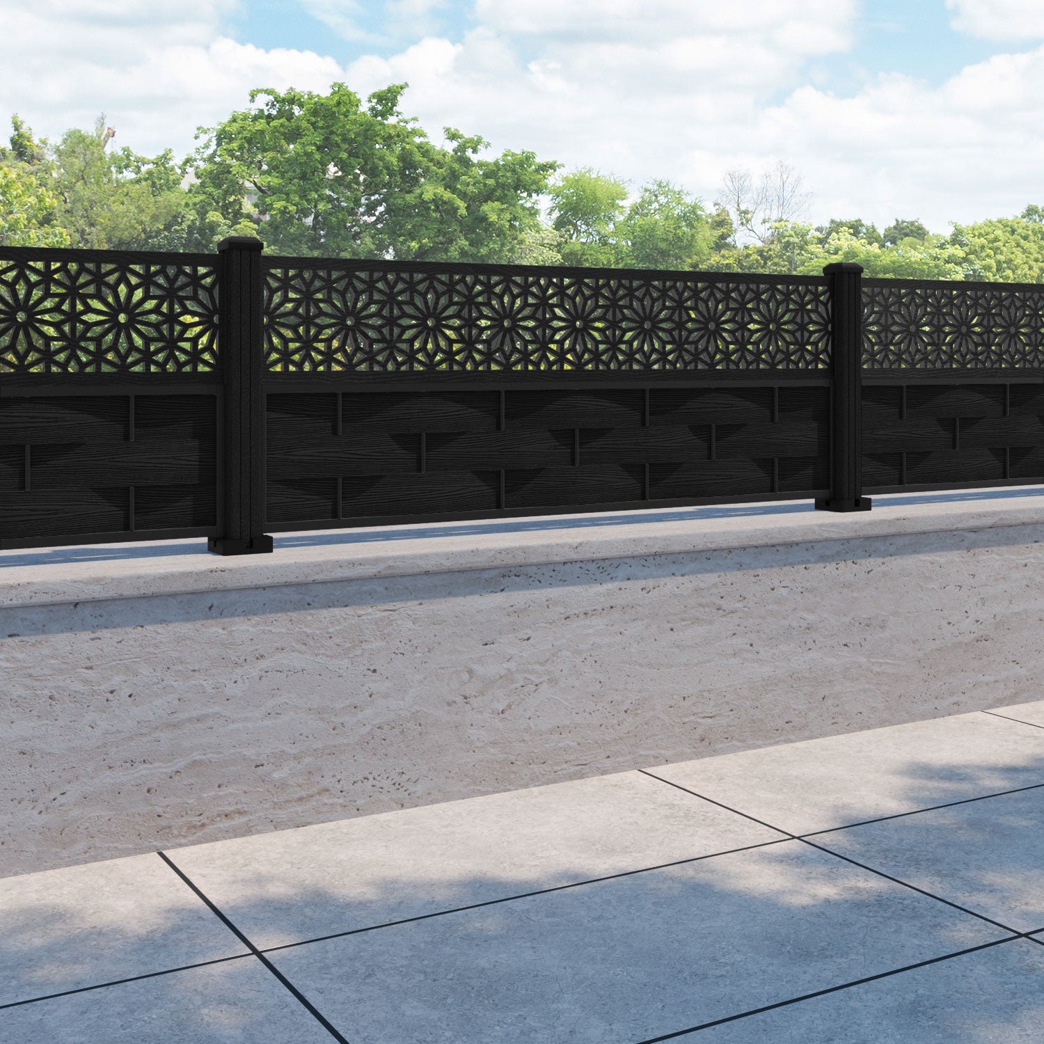 Ripple Narwa Fence Panel - Black - with our composite posts