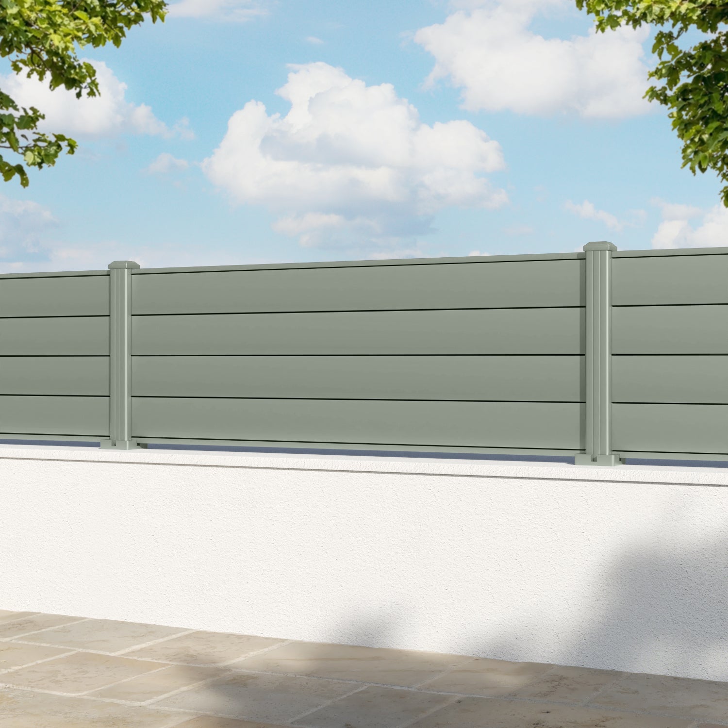 Gate Matching Aluminium Fence Panel - Sage - with our aluminium posts