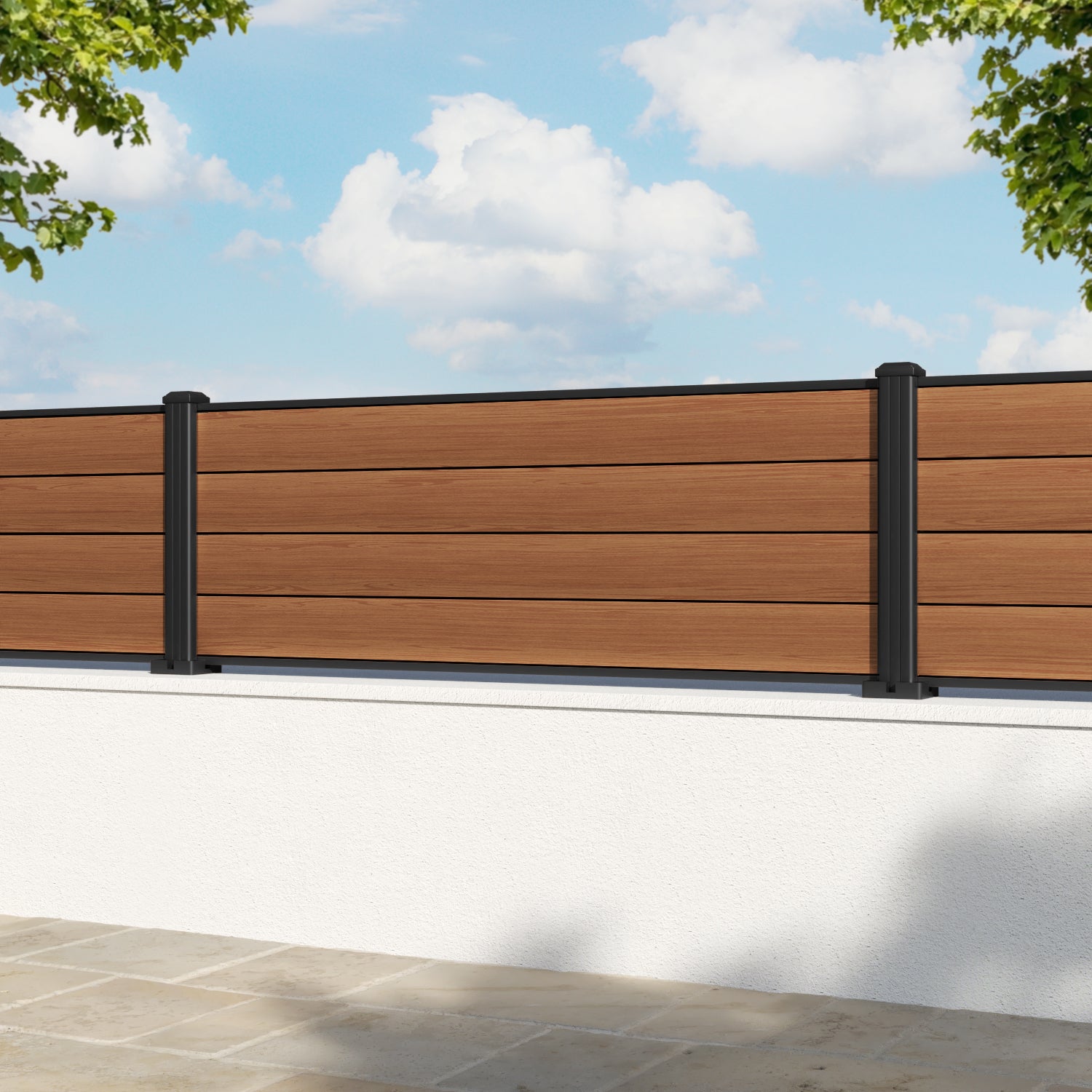 Gate Matching Aluminium Fence Panel - Teak - with our aluminium posts