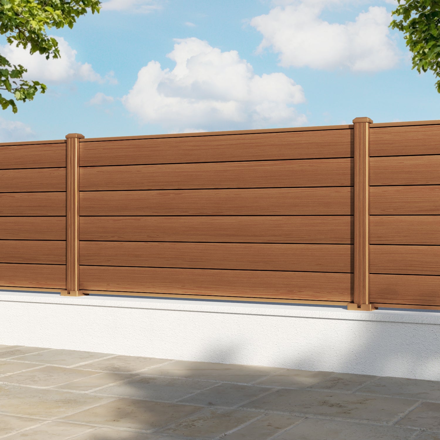 Gate Matching Aluminium Fence Panel - Teak - with our aluminium posts