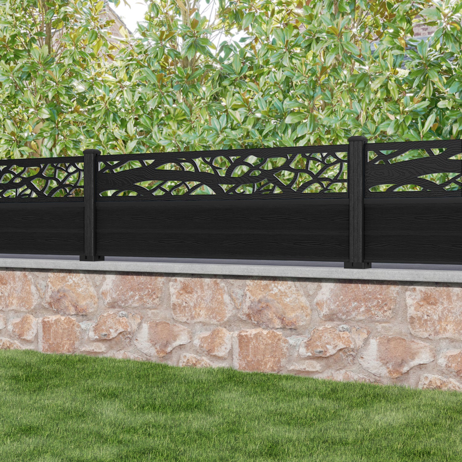 Classic Twilight Fence Panel - Black - with our composite posts