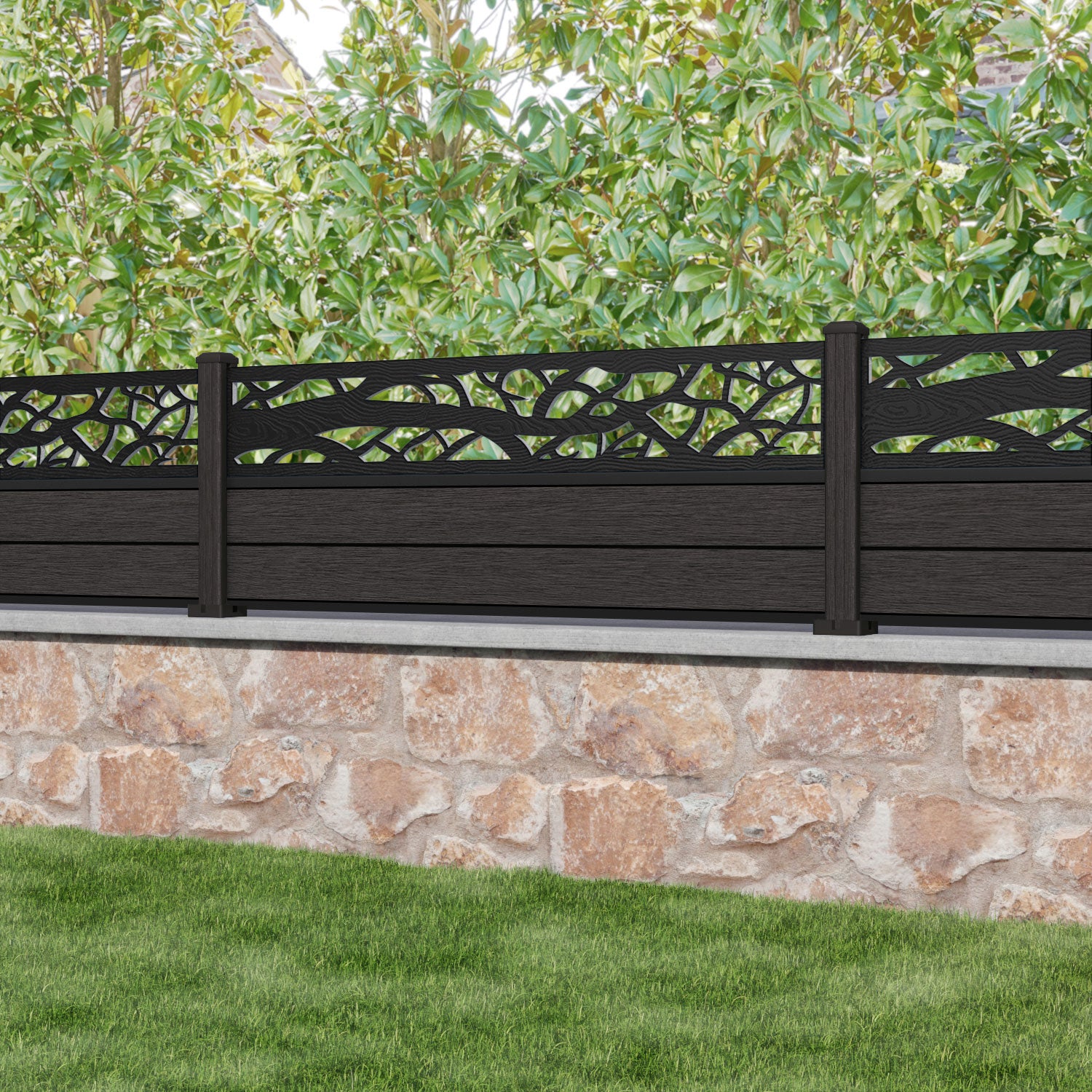 Fusion Twilight Fence Panel - Dark Oak - with our composite posts