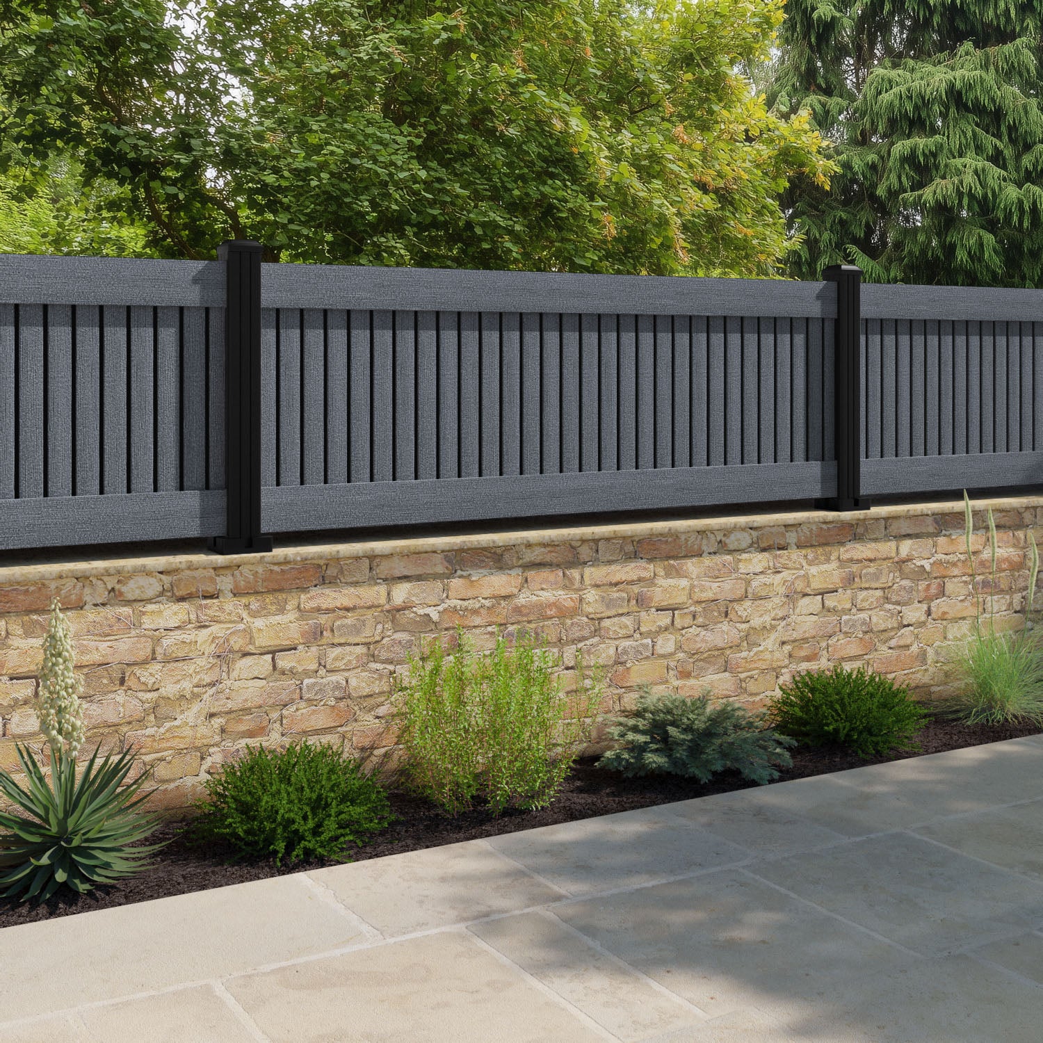 Virtis Fence Panel - Anthracite - with our aluminium posts