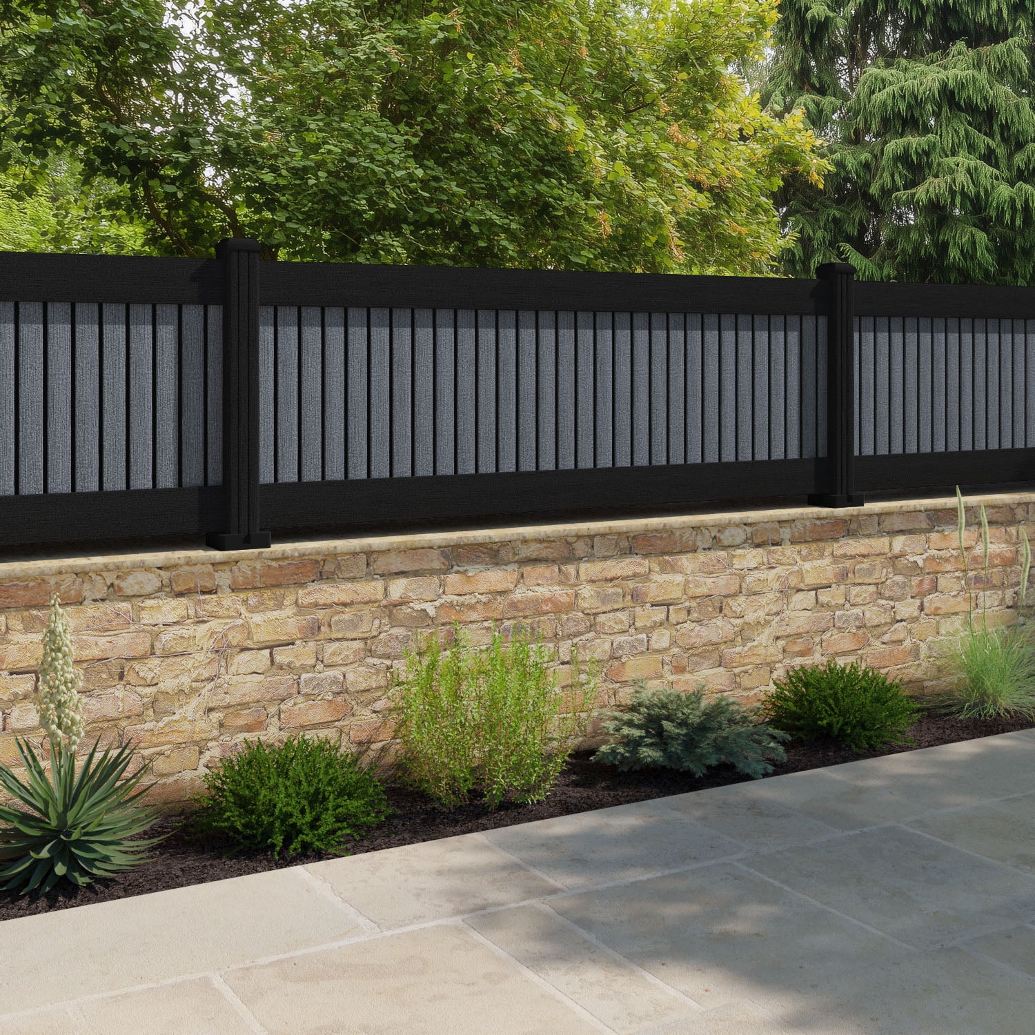 Virtis Fence Panel - Anthracite - with our aluminium posts