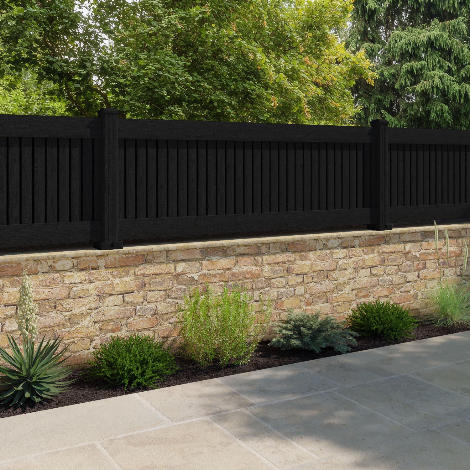 Virtis Fence Panel - Black - with our composite posts
