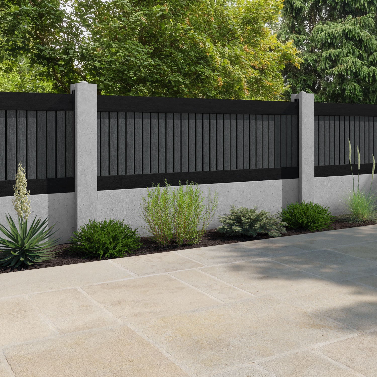 Virtis Fence Panel - Dark Grey - for existing concrete posts